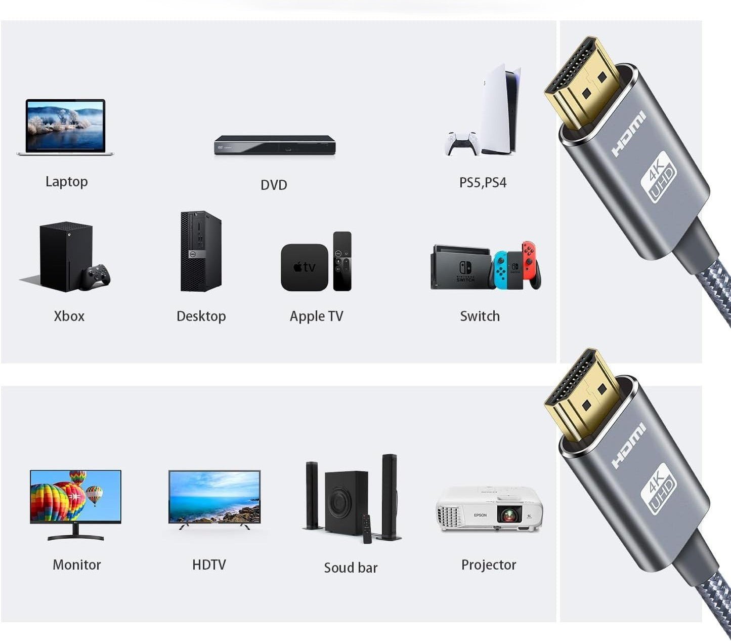 HDMI KABELIS 4K tinkamas daugeliui įrenginių 