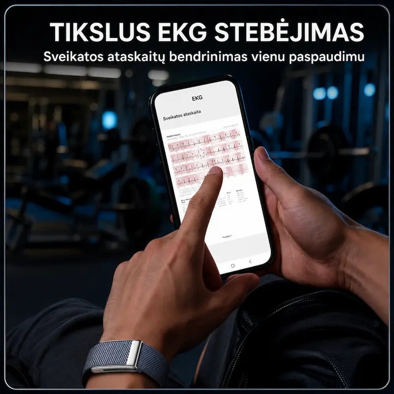 Išmanioji sveikatos apyrankė MF91 be ekrano (EKG, pulsas, SpO₂, IP68)