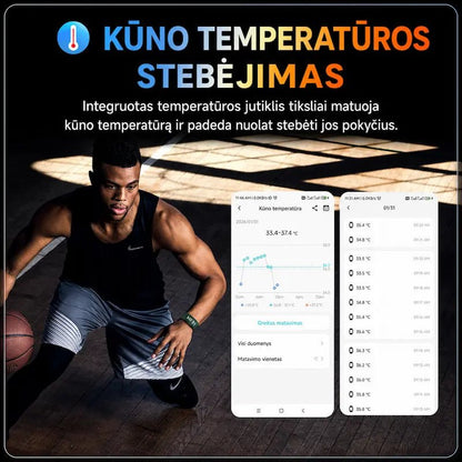 Išmanioji sveikatos apyrankė MF91 be ekrano (EKG, pulsas, SpO₂, IP68)