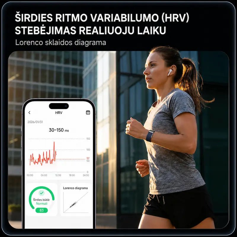 Išmanioji sveikatos apyrankė MF91 be ekrano (EKG, pulsas, SpO₂, IP68)