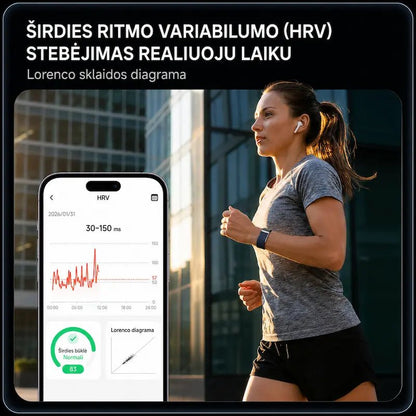 Išmanioji sveikatos apyrankė MF91 be ekrano (EKG, pulsas, SpO₂, IP68)