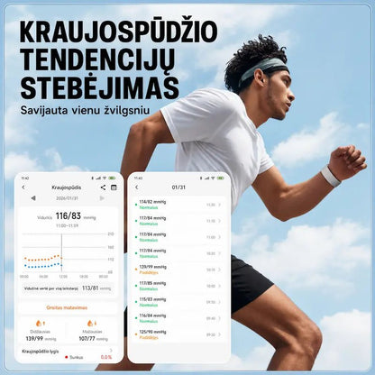 Išmanioji sveikatos apyrankė MF91 be ekrano (EKG, pulsas, SpO₂, IP68)
