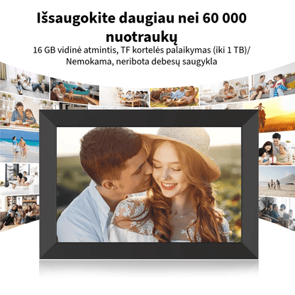 Išmanus nuotraukų rėmelis su Wifi, Bluetooth ir 10 colių jutikliniu ekranu