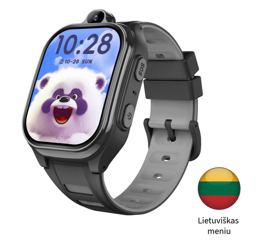 Laikrodis vaikams su lietuvių kalba, juodos spalvos, berniukams su GPS IR SIM , vaizdo skambučiai