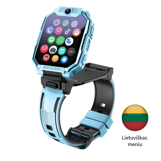 Išmanus vaikų laikrodis-telefonas AS23H su LIETUVIŲ KALBA (360° korpusas, 4G SIM, GPS, Dviguba kamera, AI, Vaizdo skambučiai)