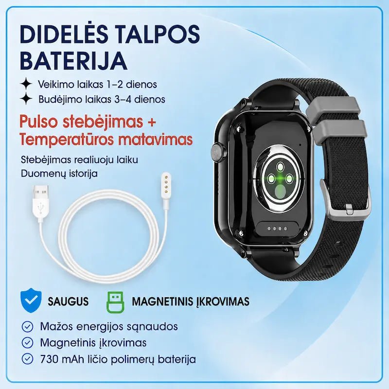 Išmanusis eSIM laikrodis vaikams KT38 (4G, GPS, AMOLED ekranas, kamera, 730 mAh)