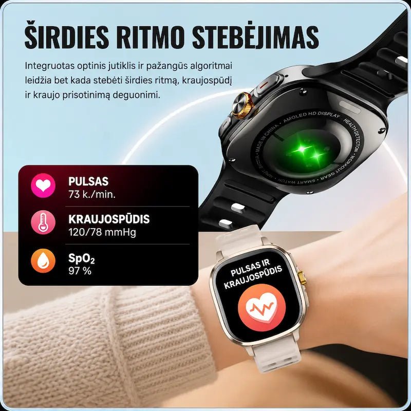 Išmanusis laikrodis suaugusiems MT110 (4G, GPS, AMOLED, kamera, 950 mAh)