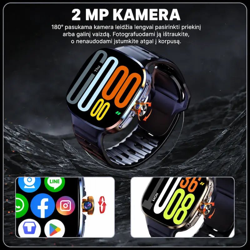 Išmanusis laikrodis suaugusiems MT110 (4G, GPS, AMOLED, kamera, 950 mAh)