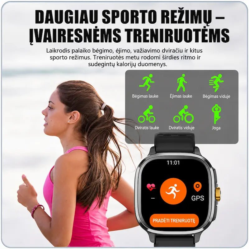 Išmanusis laikrodis suaugusiems MT110 (4G, GPS, AMOLED, kamera, 950 mAh)