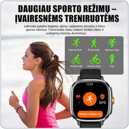 Išmanusis laikrodis suaugusiems MT110 (4G, GPS, AMOLED, kamera, 950 mAh)
