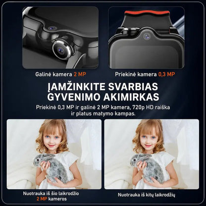 Išmanusis laikrodis vaikams KT18 (4G, GPS, Dviguba kamera, 900mAh)