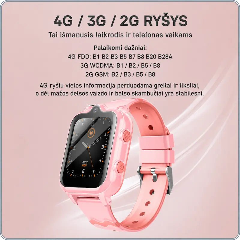 Išmanusis laikrodis vaikams KT18 (4G, GPS, Dviguba kamera, 900mAh)