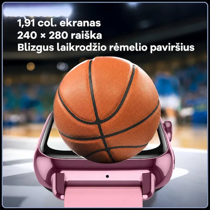 Rožinis KT34 laikrodis su dideliu 1,91 col. IPS ekranu