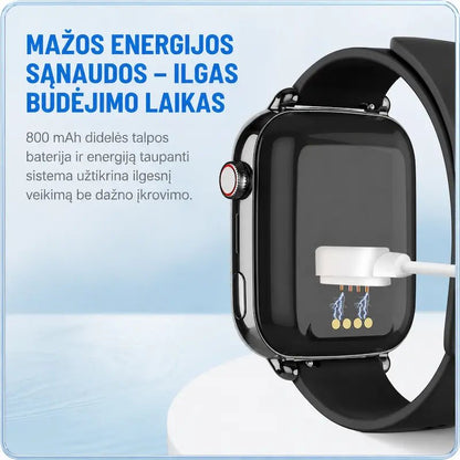 Juodas KT34 laikrodis su 800 mAh baterija ir ilgu budėjimo laiku