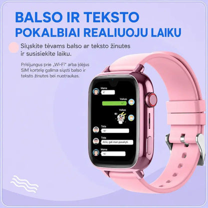 Rožinis KT34 laikrodis su balso ir teksto pokalbių funkcija