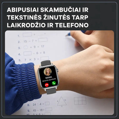KT34 laikrodis su balso skambučiais ir žinutėmis į telefoną