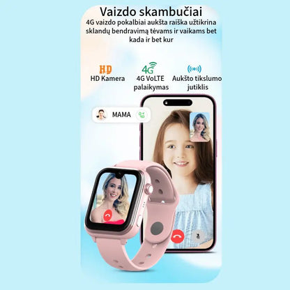 Infografikas: vaikiškas laikrodis su nustatytu saugos zonos (geografinės ribos) spinduliu žemėlapyje telefone.