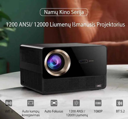 Išmanusis namų kino projektorius CR67 | 1200 ANSI Liumenų, Native 1080P, 4K palaikymas, Google TV OS & Auto-Fokusavimas