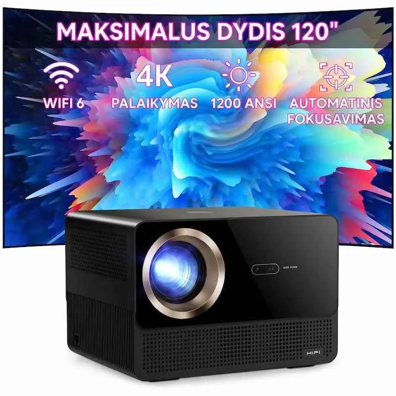 Išmanusis namų kino projektorius CR67 | 1200 ANSI Liumenų, Native 1080P, 4K palaikymas, Google TV OS & Auto-Fokusavimas