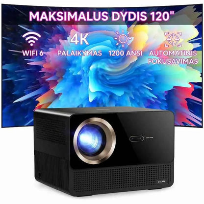 Išmanusis namų kino projektorius CR67 | 1200 ANSI Liumenų, Native 1080P, 4K palaikymas, Google TV OS & Auto-Fokusavimas