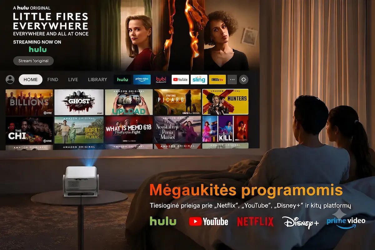 Išmanusis namų kino projektorius CRE F1 Cinematic (Native 1080P, Android OS 9.0)