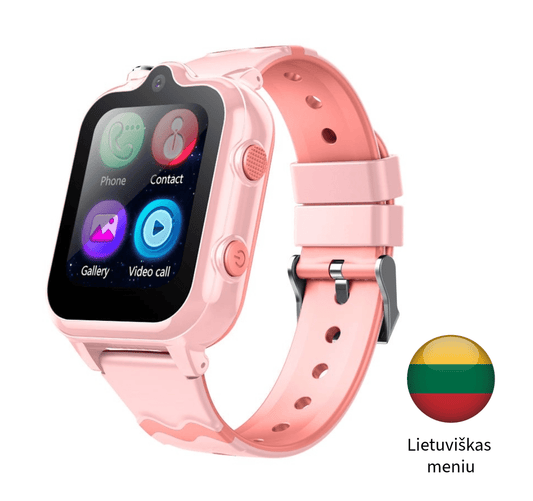 Išmanusis vaikiškas laikrodis KT18  su LIETUVIŲ KALBA (4G SIM, Android 8.1, Dviguba kamera, GPS)