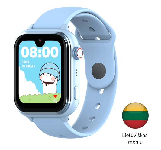 Išmanusis vaikiškas laikrodis-telefonas KT37 UltraSlim su LIETUVIŲ KALBA (4G SIM, AMOLED ekranas, AI palaikymas, GPS)