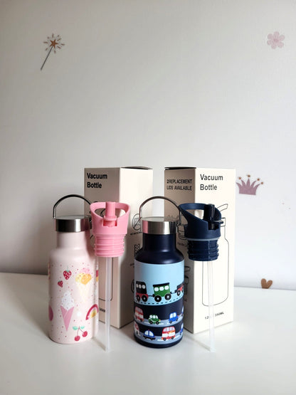 Nerūdijančio plieno termo gertuvė vaikams su šiaudeliu ir rankenėle (350 ml)