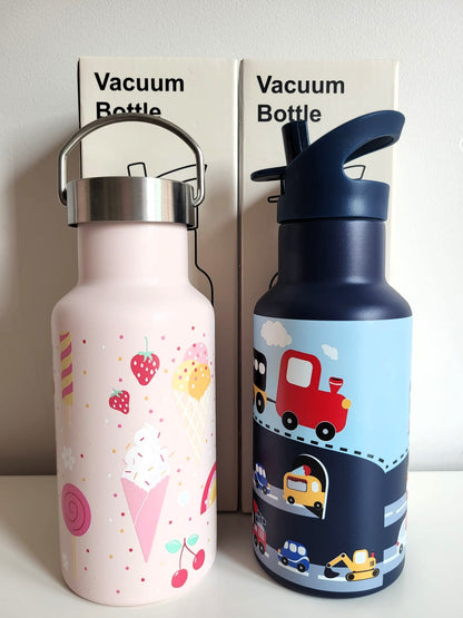 Nerūdijančio plieno termo gertuvė vaikams su šiaudeliu ir rankenėle (350 ml)