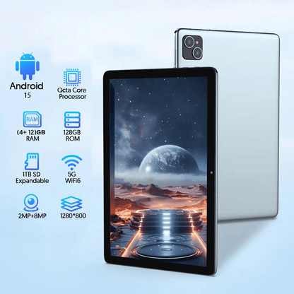 Planšetinis kompiuteris P30H su lietuvių kalba, Android 15.0, 10.1 colių ekranu, 128 GB atmintimi, komplektuojamas su priedais