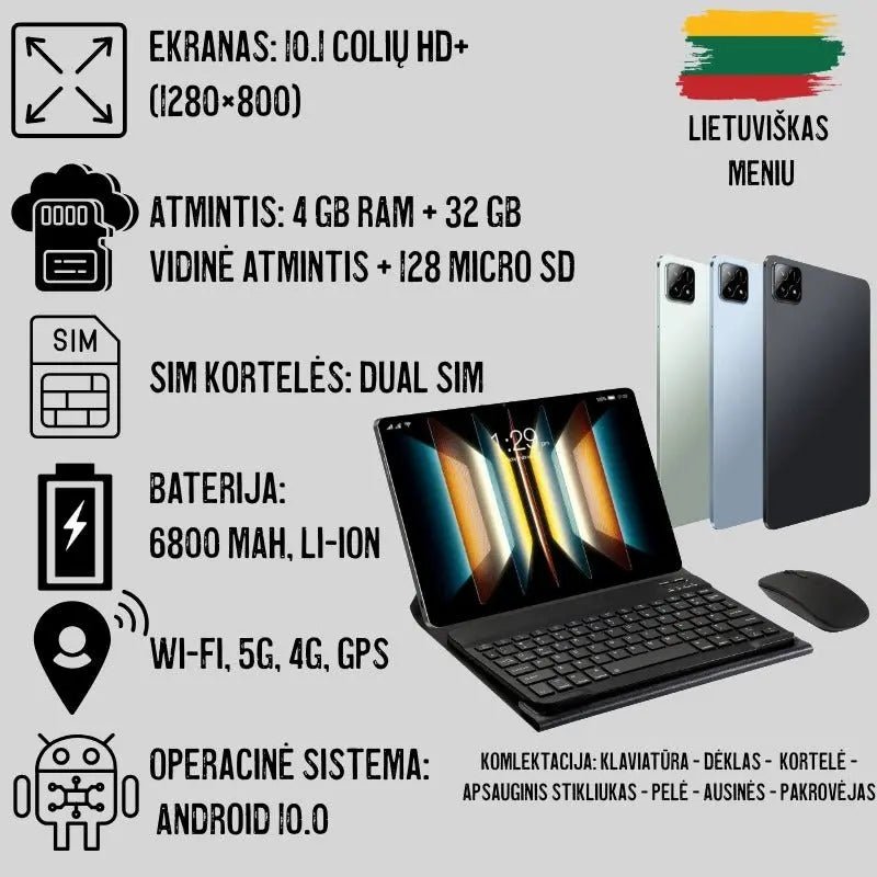 PAD 7S PRO planšetės techninės savybės ir komplektacija