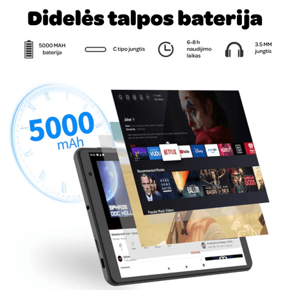 Planšetinis kompiuteris B8 su lietuvių kalba, Android 14.0, 8 colių ekranu, 64 GB atmintimi, pilkos spalvos, aukštos kokybės