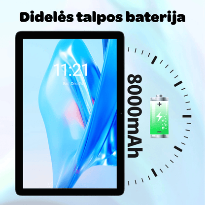 Planšetinis kompiuteris P30H su lietuvių kalba, Android 15.0, 10.1 colių ekranu, 128 GB atmintimi, komplektuojamas su priedais, ilgai veikianti baterija, 8000 mah