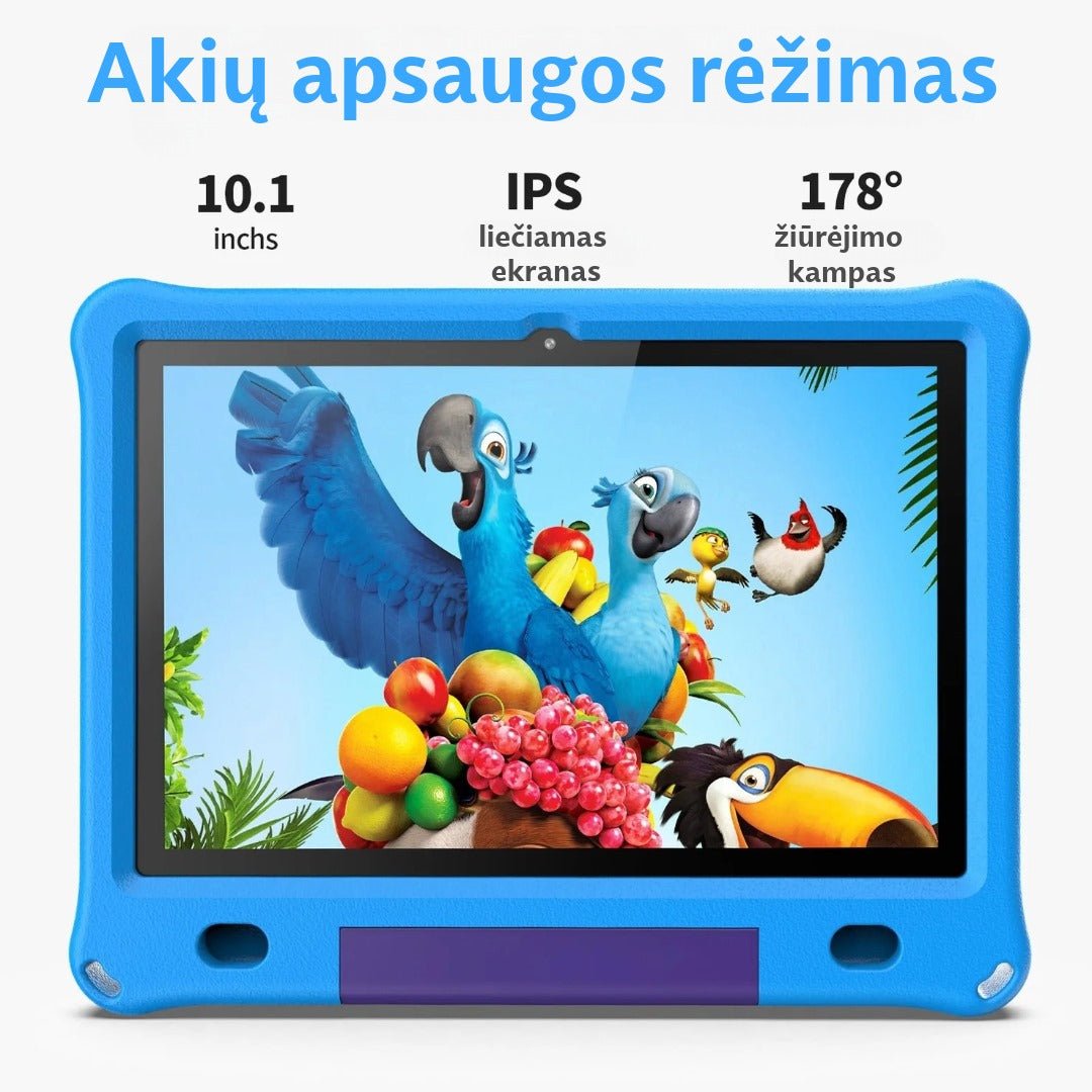 Vaikiškas planšetinis kompiuteris B10K su lietuvių kalba, Android 15.0, 10 colių ekranu, 64 GB atmintimi, didelis ekranas