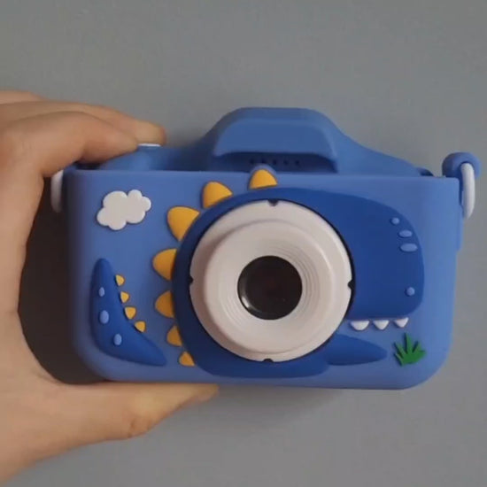 Vaikiškas fotoaparatas su animacinia dinozauro tema, 32 GB, mėlynos spalvos, filmavimas ir fotografavimas, video reklama
