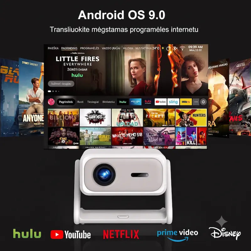Išmanusis namų kino projektorius CRE F1 Cinematic (Native 1080P, Android OS 9.0)