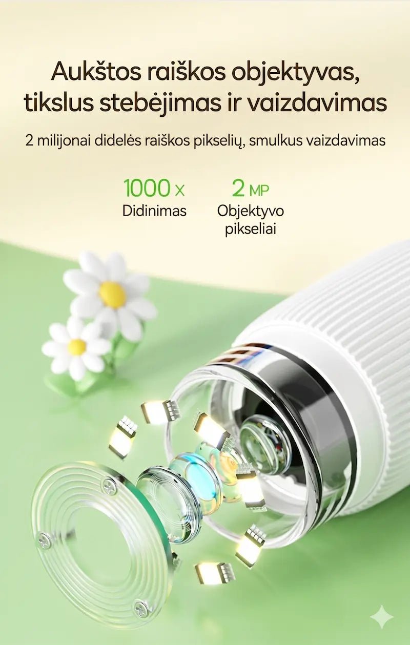 Aukštos raiškos mikroskopas vaikams