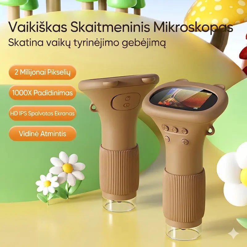 Vaikiškas skaitmeninis mikroskopas, HD ekranas
