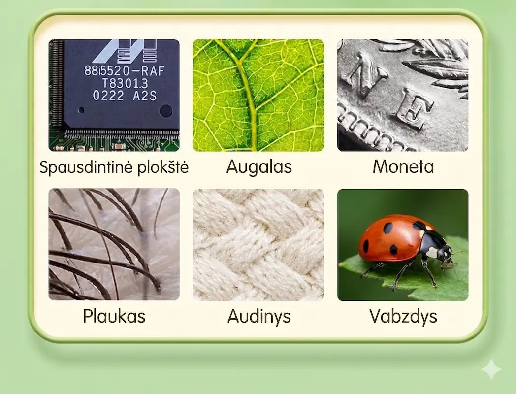 Vaikiško mikroskopo priartinimas