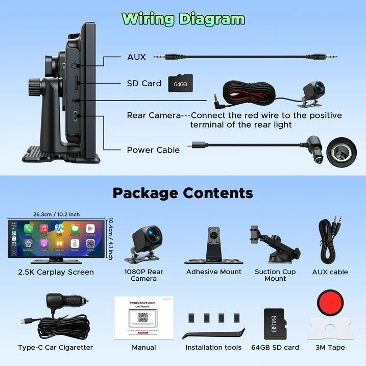 Universali Automobilio Multimedija "Android Auto "Apple CarPlay" ir Vaizdo Registratorius