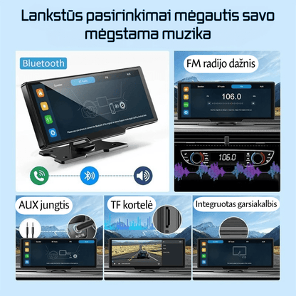 Moderni automobilio multimedija su liečiamu ekranu, navigacija, Android Auto, Apple CarPlay, vaizdo registratoriumi ir galinio vaizdo kamera