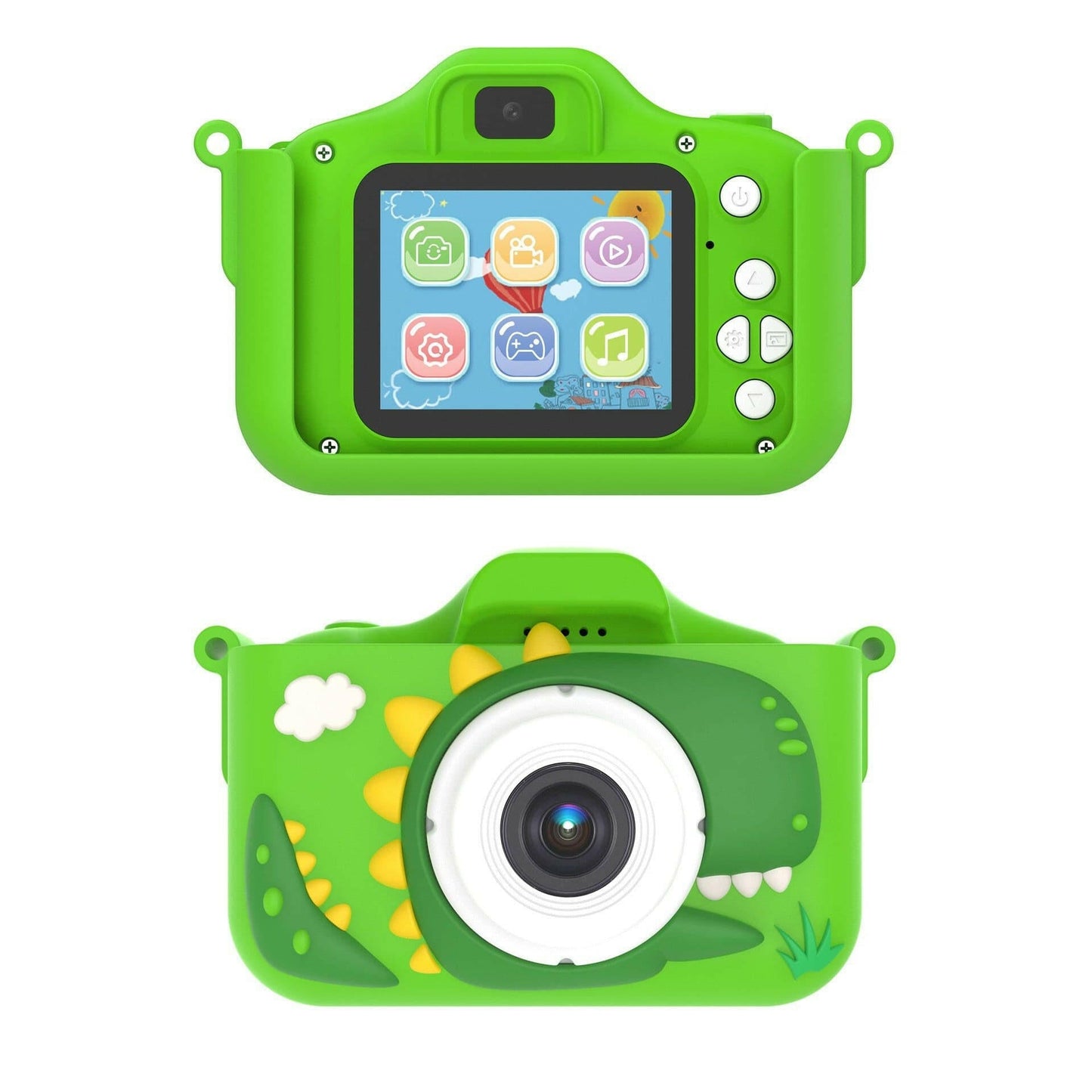 Vaikiškas skaitmeninis fotoaparatas - DINOZAURAS +32 GB MicroSD - Žalios spalvos, fotografavimas ir vaizdo įrašai su ekranu