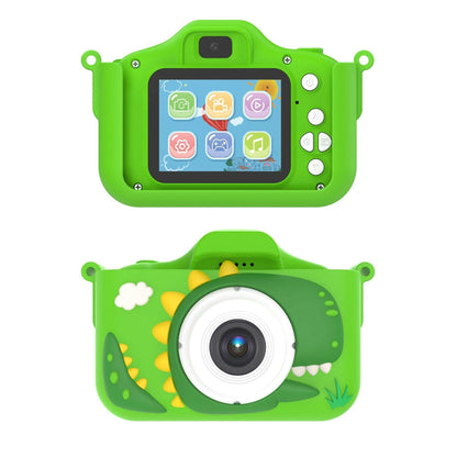 Vaikiškas skaitmeninis fotoaparatas - DINOZAURAS +32 GB MicroSD - Žalios spalvos, fotografavimas ir vaizdo įrašai su ekranu