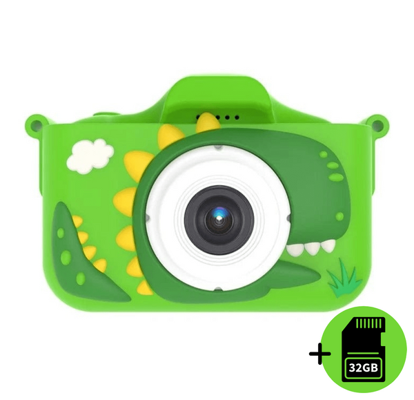 Vaikiškas žalias fotoaparatas DINOZAURAS+32 GB kortelė
