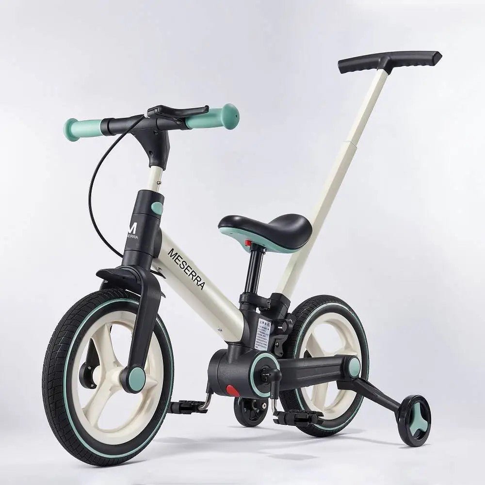 Kokybiškas vaikiškas balansinis dviratukas su pedalais meserra , vaikams nuo 2 ki 5 metų, baltai juodas