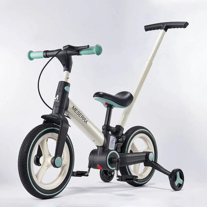 Kokybiškas vaikiškas balansinis dviratukas su pedalais meserra , vaikams nuo 2 ki 5 metų, baltai juodas