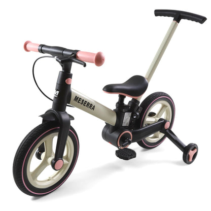 Kokybiškas vaikiškas balansinis dviratukas su pedalais meserra , vaikams nuo 2 ki 5 metų, baltai juodas 5in1 , sulankstomas, mergaitėms ir berniukams, universalus