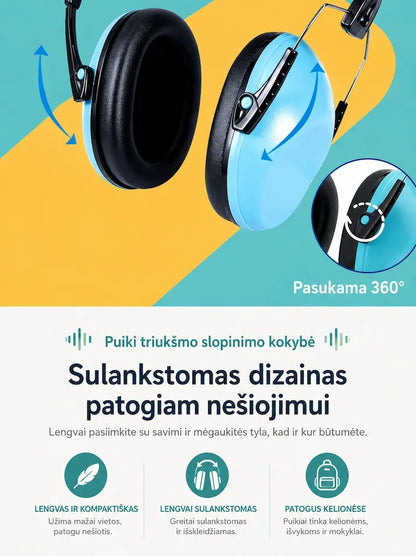 Vaikiškos garsą slopinančios ausinės EM-5005 | Klausos apsauga vaikams 26 dB